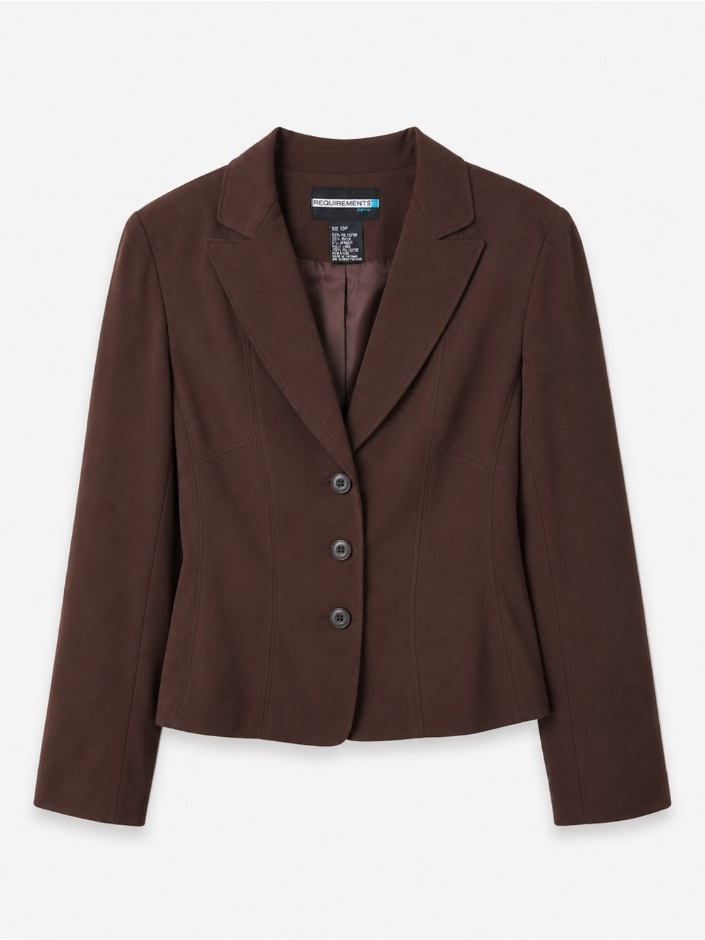 Brown Stretch Tailored Blazer Requirements Petite 10P Office Siren Career Jacket